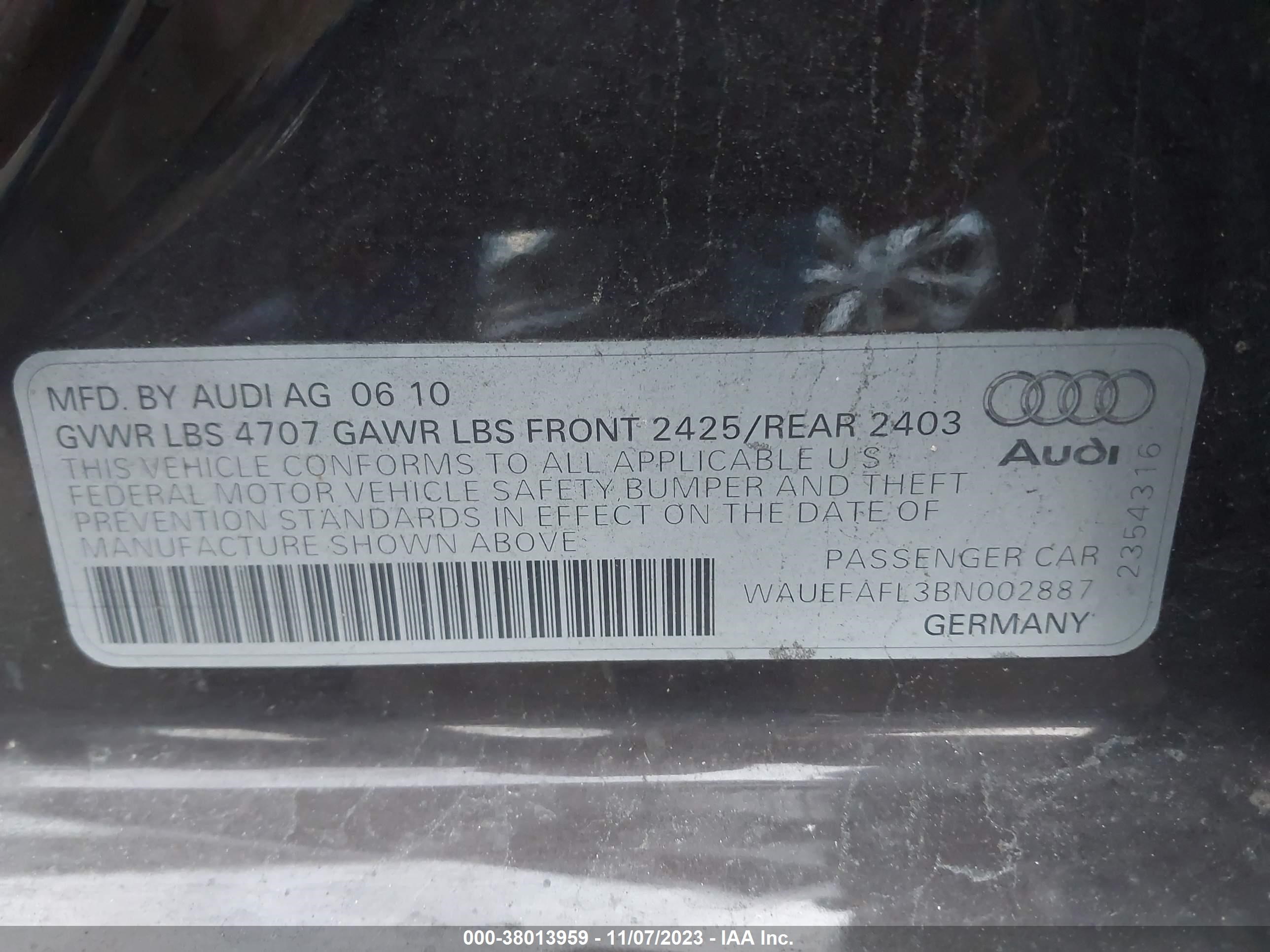 Photo 8 VIN: WAUEFAFL3BN002887 - AUDI A4 