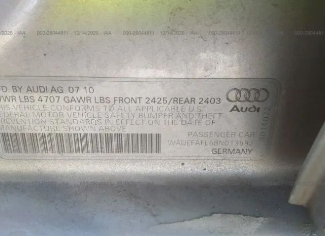 Photo 8 VIN: WAUEFAFL6BN013592 - AUDI A4 