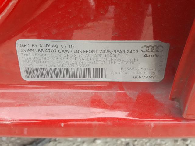 Photo 9 VIN: WAUEFAFL7BN009129 - AUDI A4 PREMIUM 