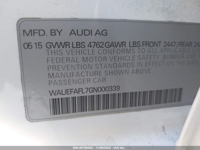 Photo 8 VIN: WAUEFAFL7GN000339 - AUDI A4 