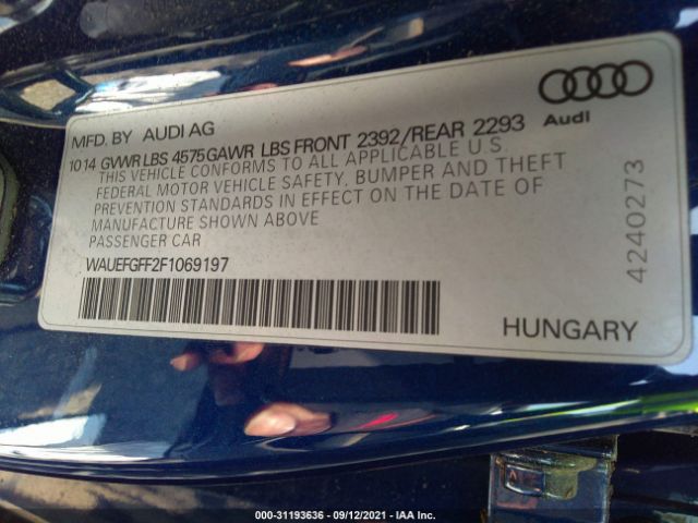 Photo 8 VIN: WAUEFGFF2F1069197 - AUDI A3 