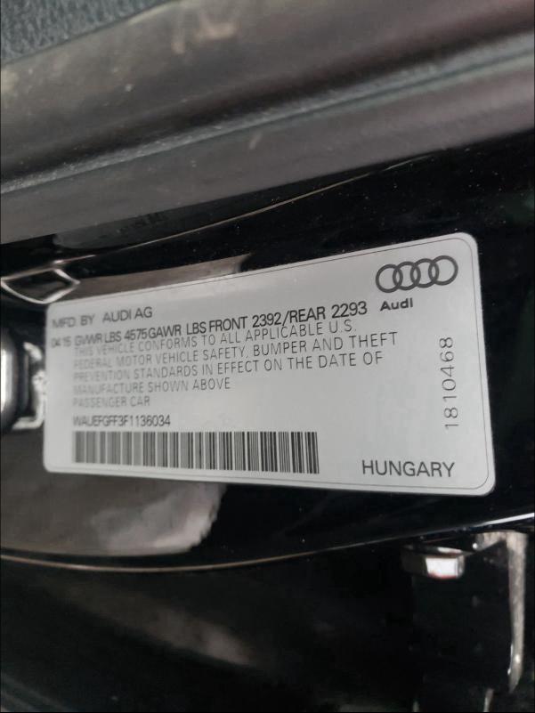 Photo 9 VIN: WAUEFGFF3F1136034 - AUDI A3 PREMIUM 