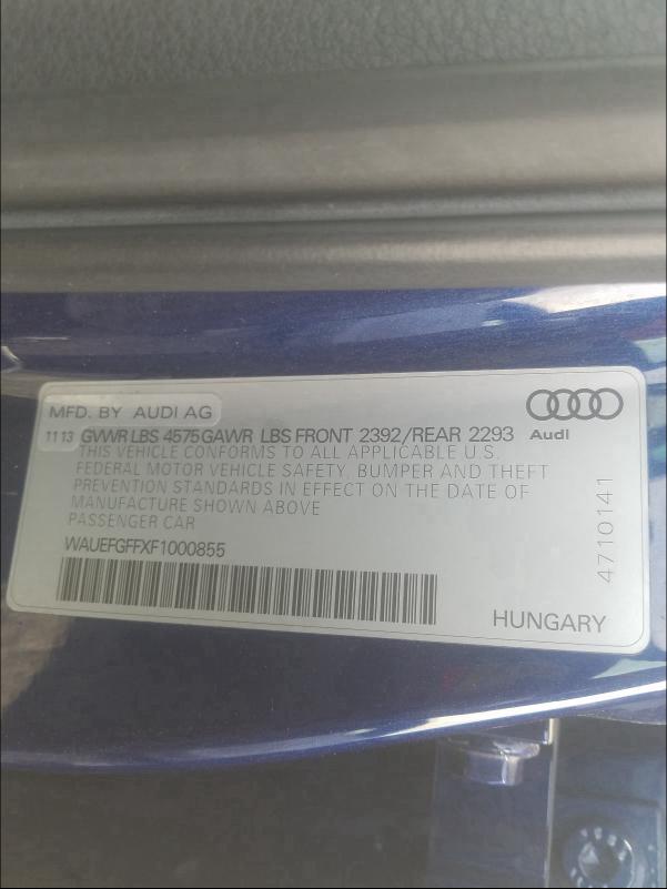 Photo 9 VIN: WAUEFGFFXF1000855 - AUDI A3 PREMIUM 