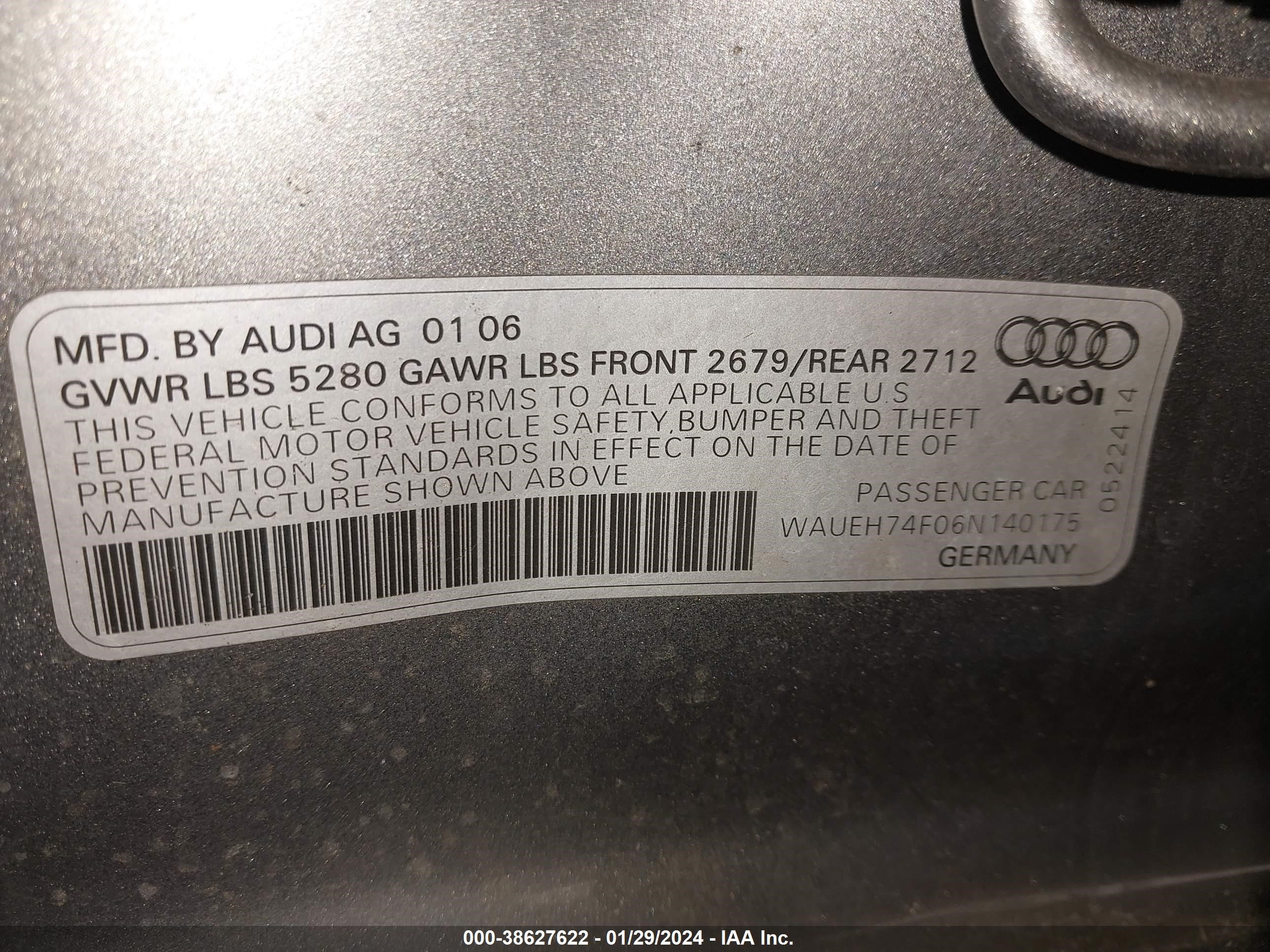 Photo 8 VIN: WAUEH74F06N140175 - AUDI A6 