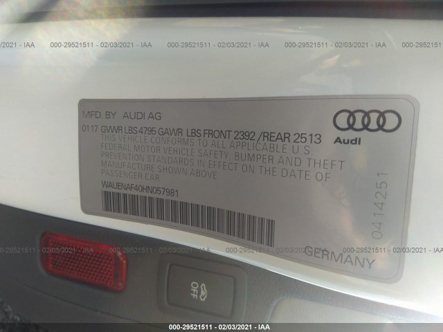 Photo 8 VIN: WAUENAF40HN057981 - AUDI A4 