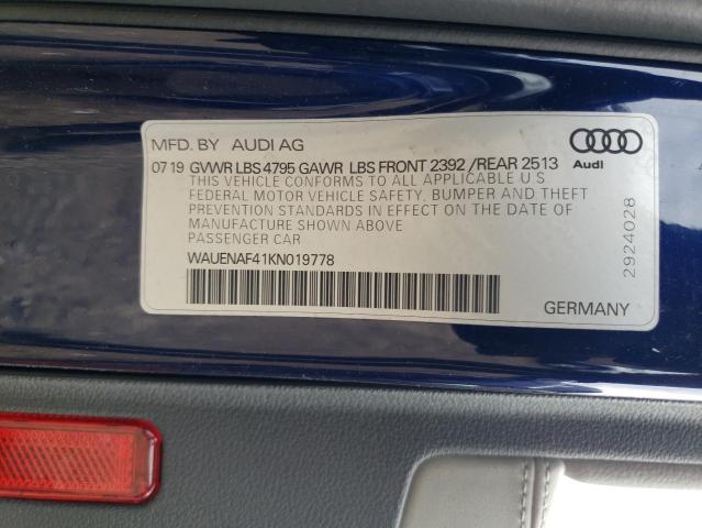 Photo 11 VIN: WAUENAF41KN019778 - AUDI A4 