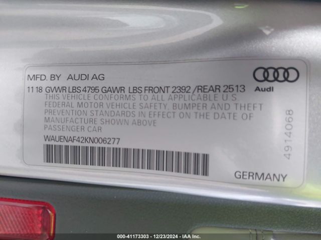 Photo 8 VIN: WAUENAF42KN006277 - AUDI A4 