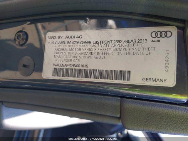 Photo 8 VIN: WAUENAF43HN001615 - AUDI A4 