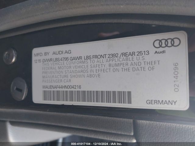 Photo 8 VIN: WAUENAF44HN004216 - AUDI A4 