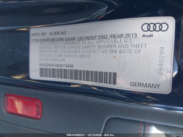 Photo 8 VIN: WAUENAF44KA014498 - AUDI A4 