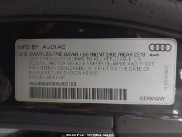 Photo 8 VIN: WAUENAF45HN000188 - AUDI A4 