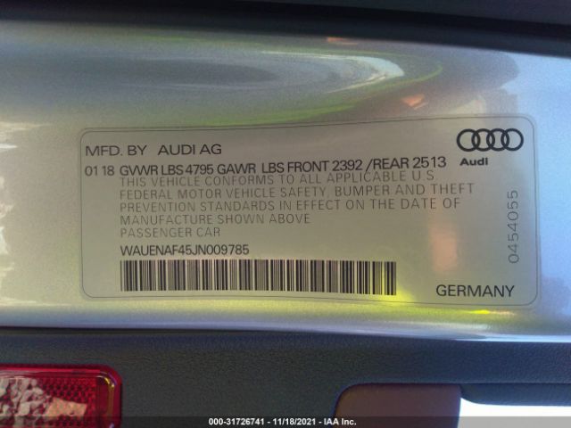 Photo 8 VIN: WAUENAF45JN009785 - AUDI A4 