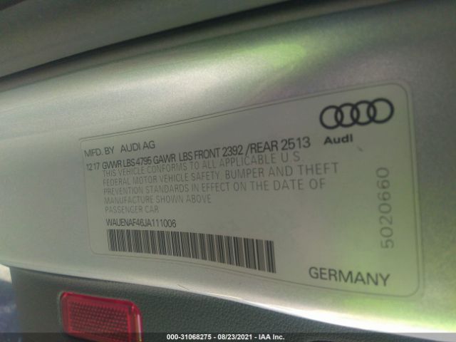 Photo 8 VIN: WAUENAF46JA111006 - AUDI A4 