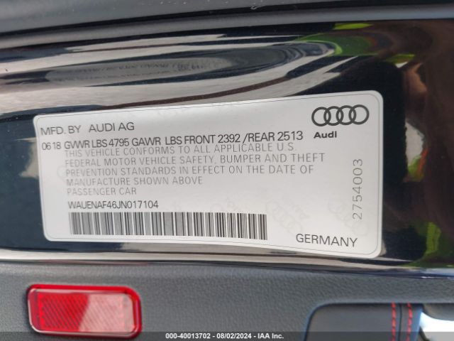 Photo 8 VIN: WAUENAF46JN017104 - AUDI A4 