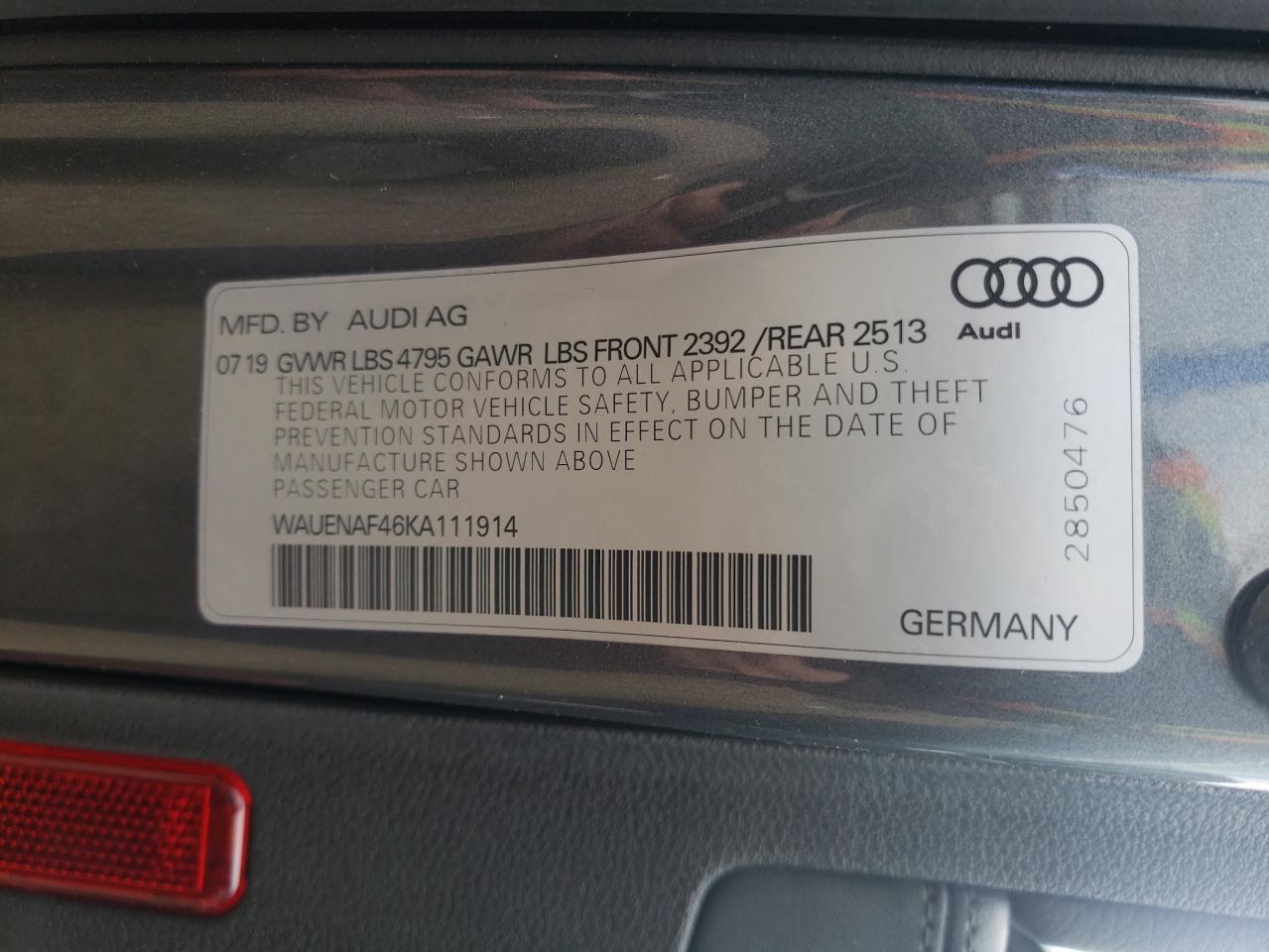 Photo 11 VIN: WAUENAF46KA111914 - AUDI A4 