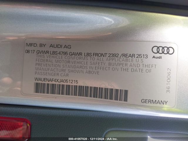 Photo 8 VIN: WAUENAF4XJA051215 - AUDI A4 