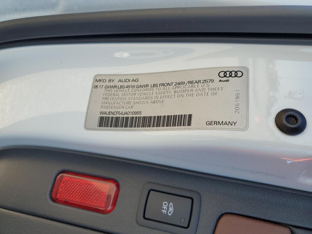 Photo 12 VIN: WAUENCF54JA010955 - AUDI A5 