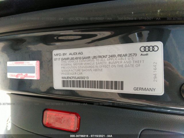 Photo 8 VIN: WAUENCF55JA030213 - AUDI A5 SPORTBACK 