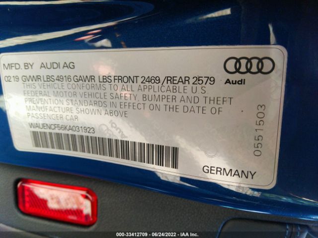 Photo 8 VIN: WAUENCF56KA031923 - AUDI A5 SPORTBACK 