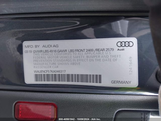 Photo 8 VIN: WAUENCF57KA046317 - AUDI A5 