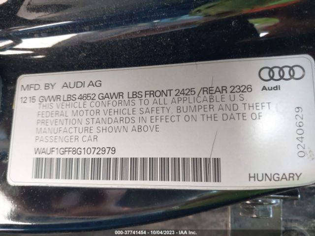 Photo 8 VIN: WAUF1GFF8G1072979 - AUDI S3 