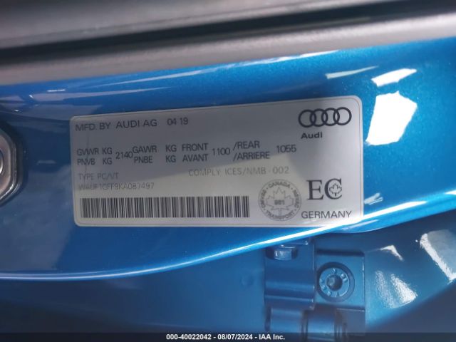 Photo 8 VIN: WAUF1GFF9KA087497 - AUDI S3 