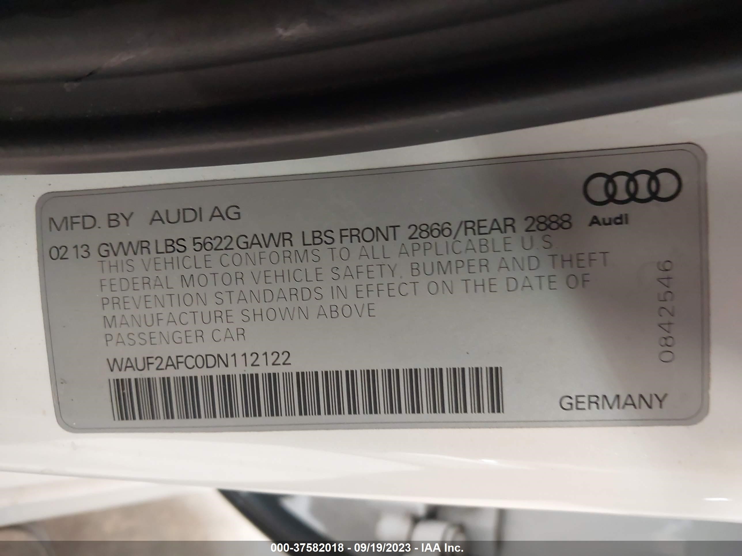 Photo 8 VIN: WAUF2AFC0DN112122 - AUDI S6 