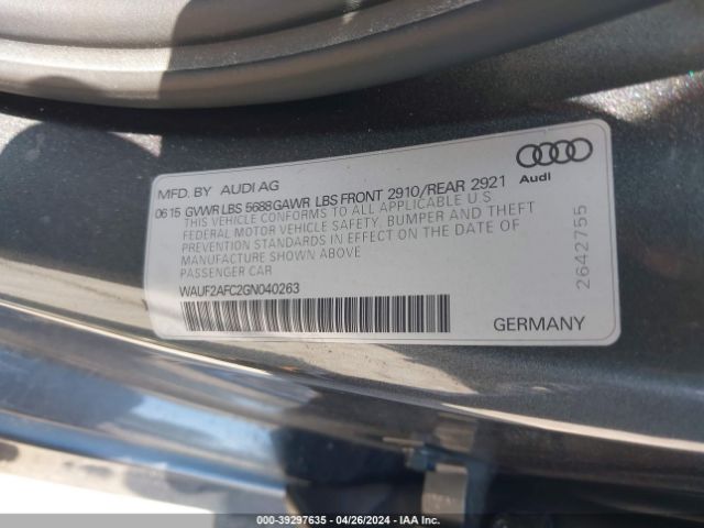 Photo 8 VIN: WAUF2AFC2GN040263 - AUDI S6 