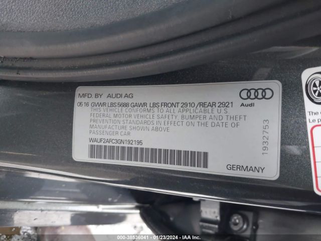 Photo 8 VIN: WAUF2AFC3GN192195 - AUDI S6 