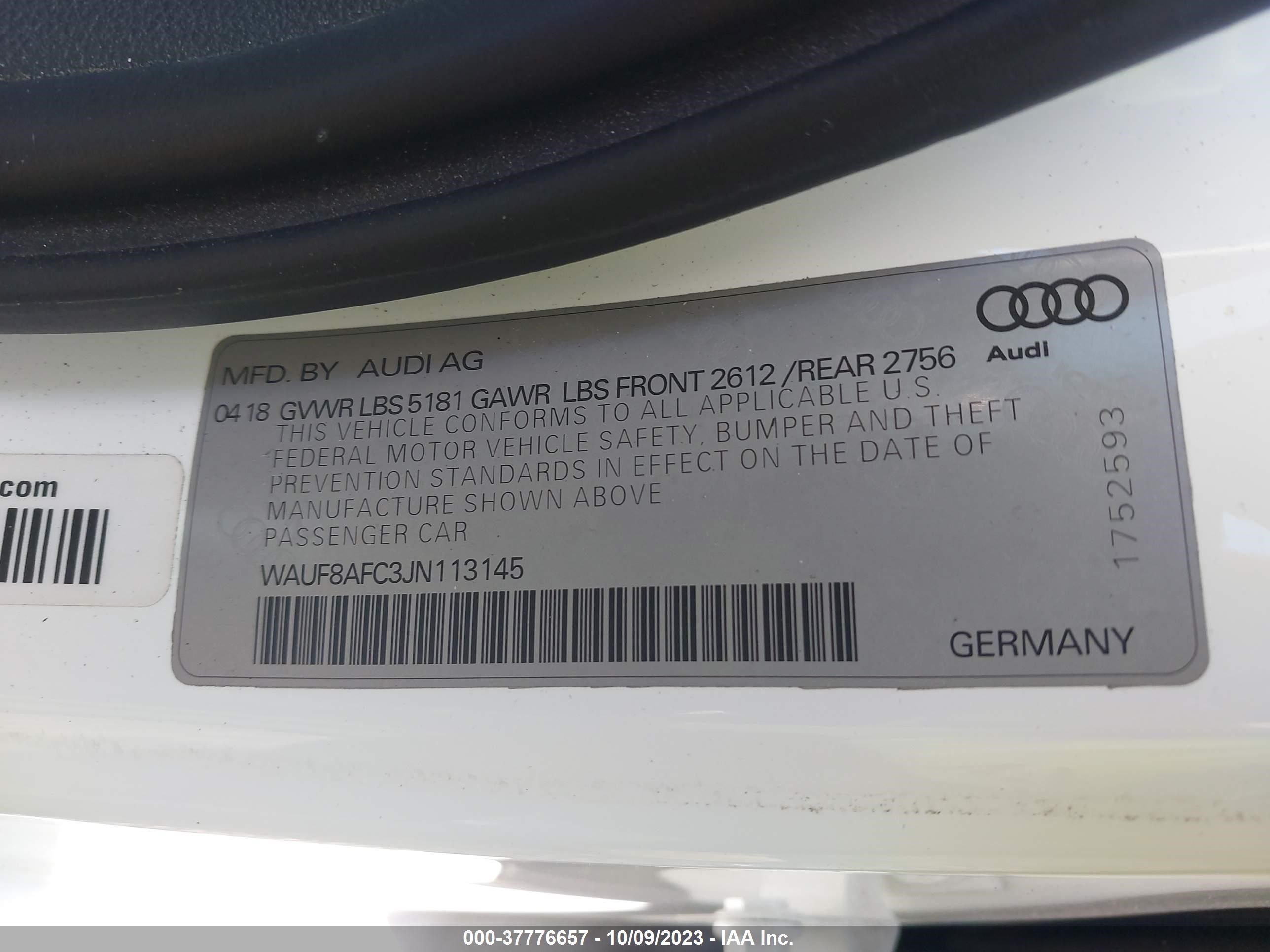 Photo 8 VIN: WAUF8AFC3JN113145 - AUDI A6 