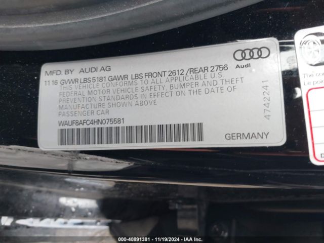 Photo 8 VIN: WAUF8AFC4HN075581 - AUDI A6 