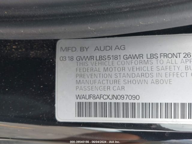 Photo 8 VIN: WAUF8AFCXJN097090 - AUDI A6 