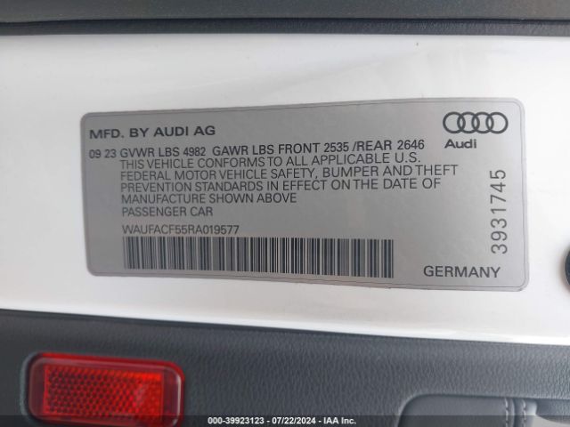 Photo 8 VIN: WAUFACF55RA019577 - AUDI A5 