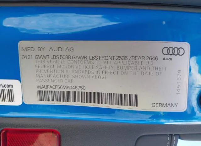 Photo 8 VIN: WAUFACF56MA046750 - AUDI A5 