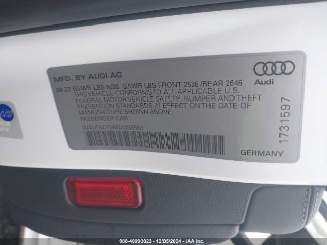 Photo 8 VIN: WAUFACF56NA036561 - AUDI A5 