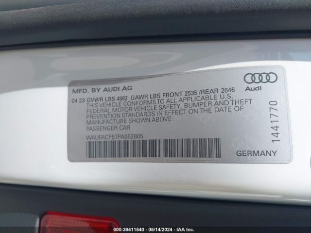 Photo 8 VIN: WAUFACF57PA052805 - AUDI A5 SPORTBACK 