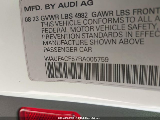 Photo 8 VIN: WAUFACF57RA005759 - AUDI A5 