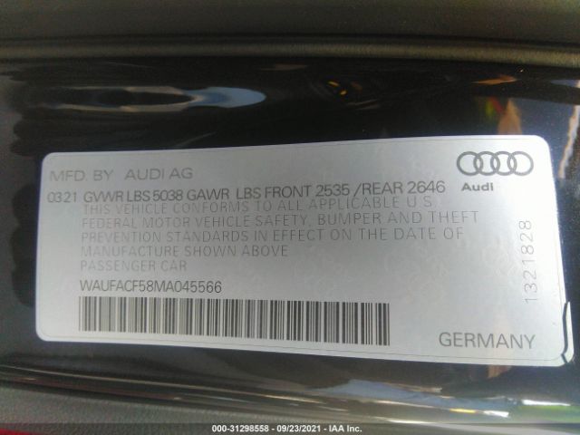 Photo 8 VIN: WAUFACF58MA045566 - AUDI A5 SPORTBACK 