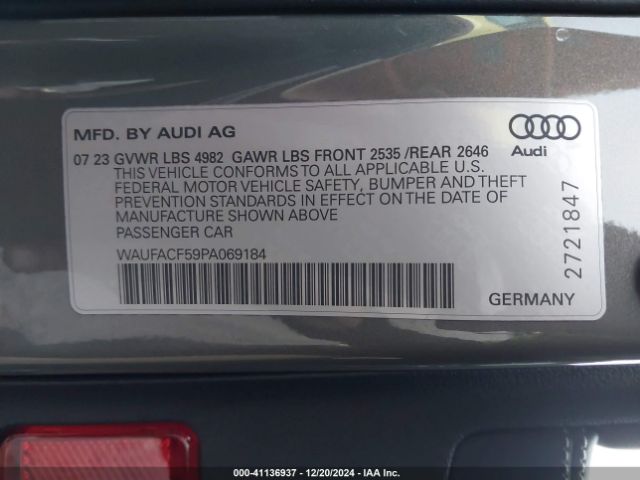 Photo 8 VIN: WAUFACF59PA069184 - AUDI A5 