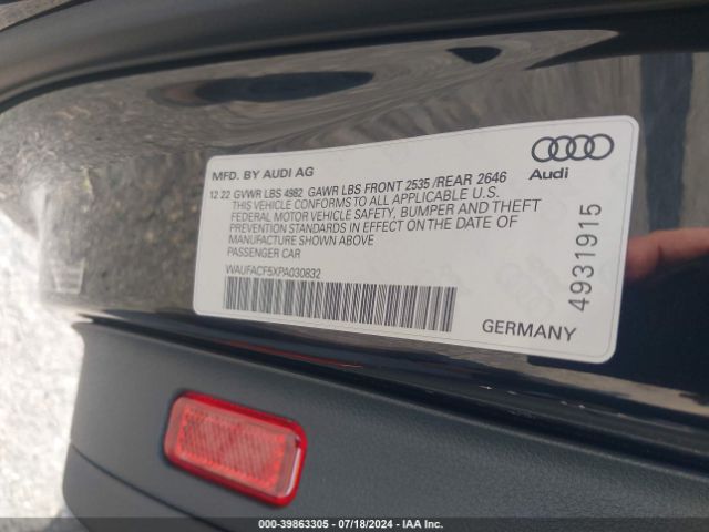 Photo 8 VIN: WAUFACF5XPA030832 - AUDI A5 SPORTBACK 