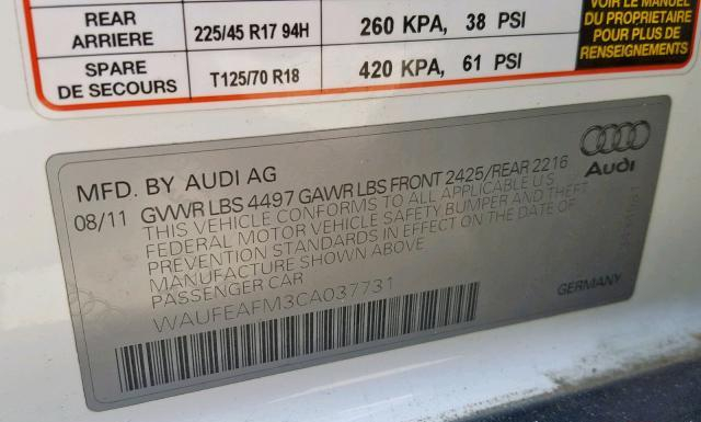 Photo 9 VIN: WAUFEAFM3CA037731 - AUDI A3 