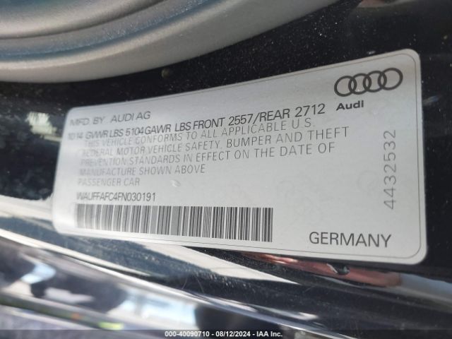 Photo 8 VIN: WAUFFAFC4FN030191 - AUDI A6 