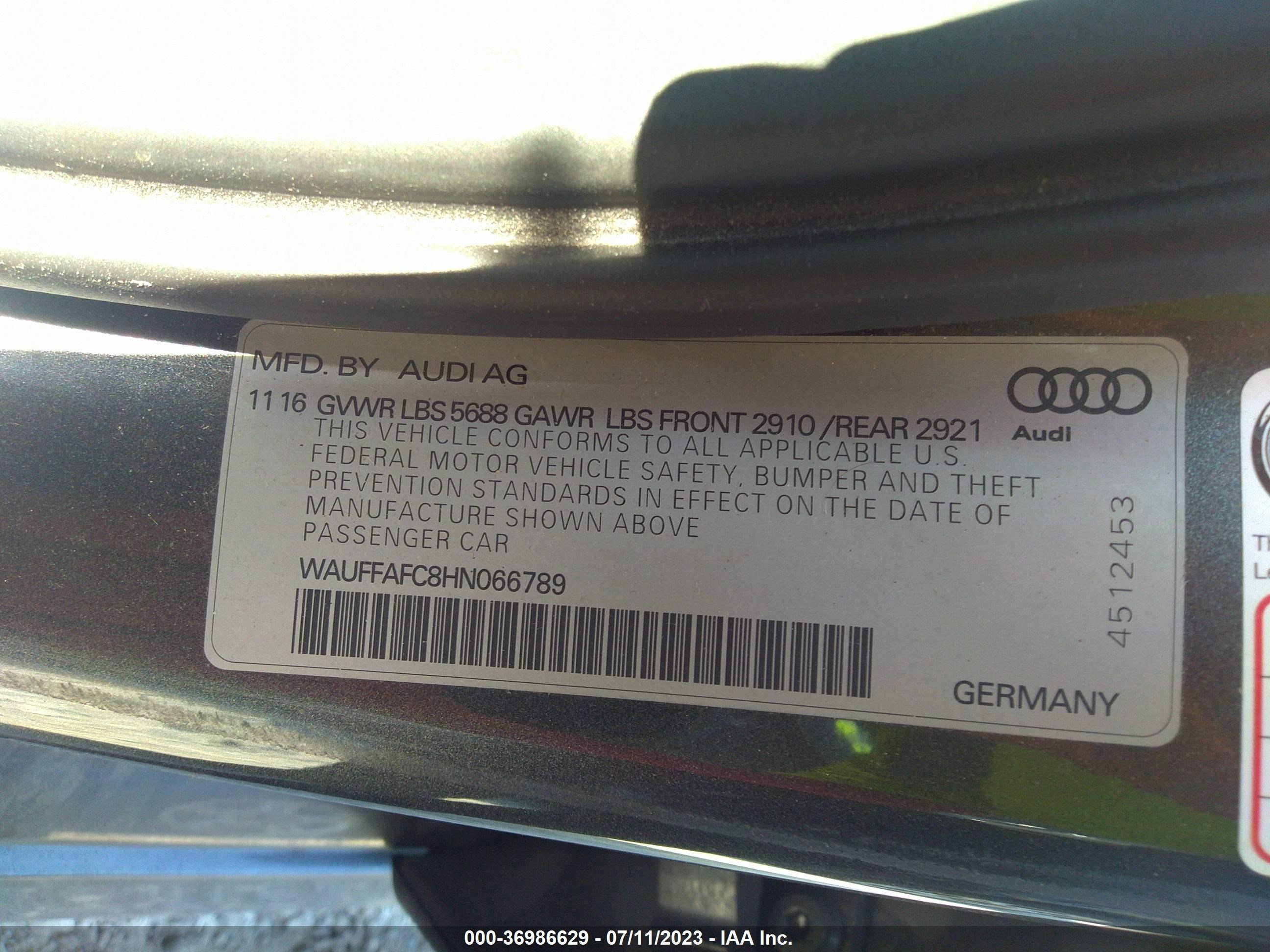 Photo 8 VIN: WAUFFAFC8HN066789 - AUDI S6 