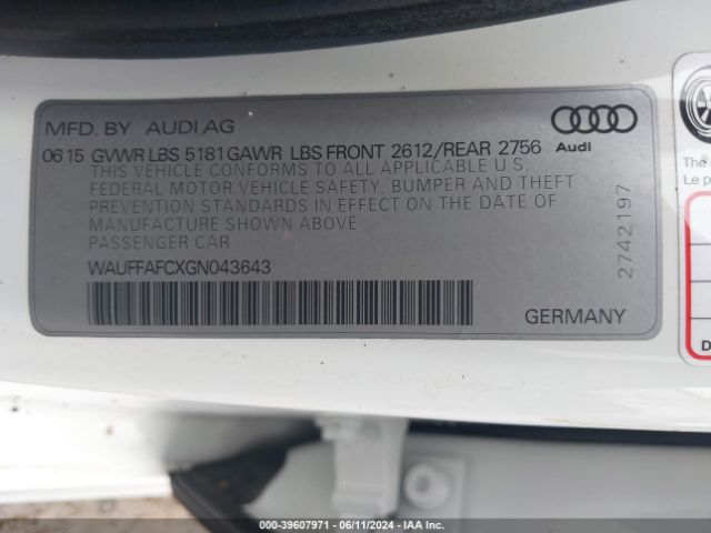 Photo 8 VIN: WAUFFAFCXGN043643 - AUDI A6 