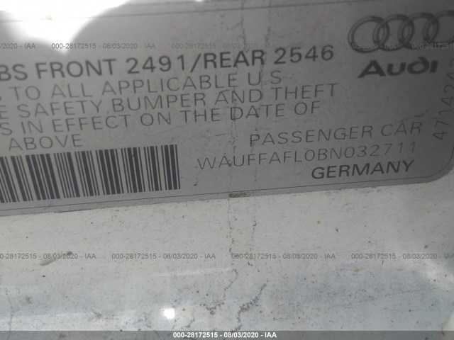 Photo 8 VIN: WAUFFAFL0BN032711 - AUDI A4 