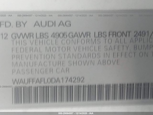 Photo 8 VIN: WAUFFAFL0DA174292 - AUDI A4 