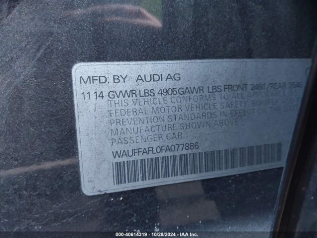 Photo 8 VIN: WAUFFAFL0FA077886 - AUDI A4 