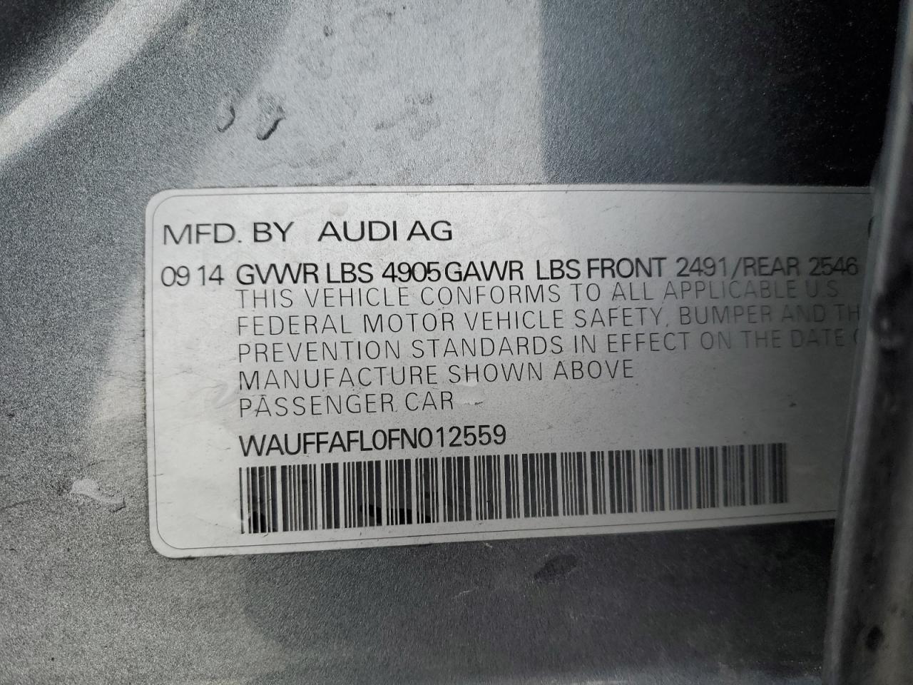 Photo 11 VIN: WAUFFAFL0FN012559 - AUDI A4 