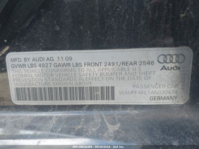 Photo 8 VIN: WAUFFAFL1AN030674 - AUDI A4 