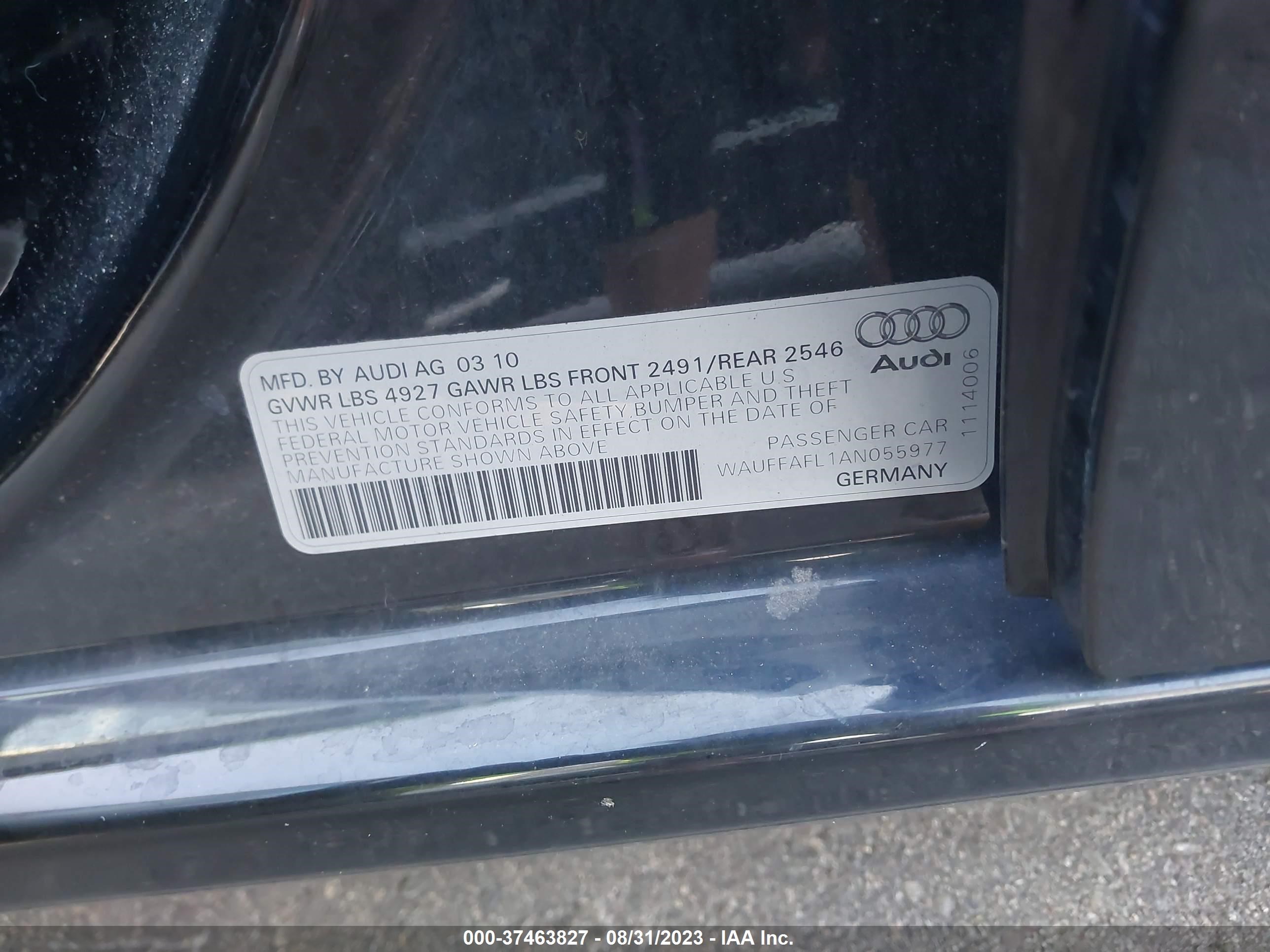 Photo 8 VIN: WAUFFAFL1AN055977 - AUDI A4 